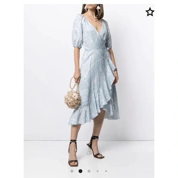 Marchesa Notte Short Puff Sleeve Dress - Picture 1 of 10